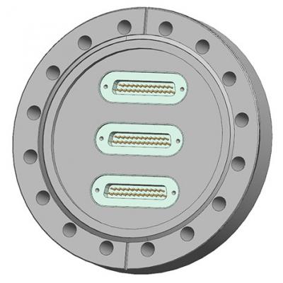 Customized CF100 Flange with 3 Ports D-Sub25 Feedthroughs