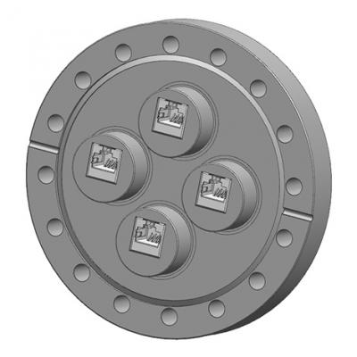 Customized CF100 Flange with 4 Ports RJ45 Vacuum Feedthroughs